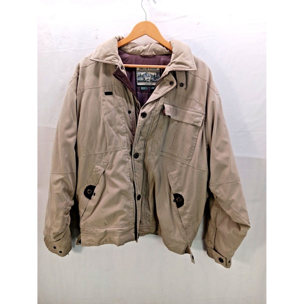 Field & Stream Mens Large Tan Insulated Winter Jacket Parka Outdoor Hunting Coat